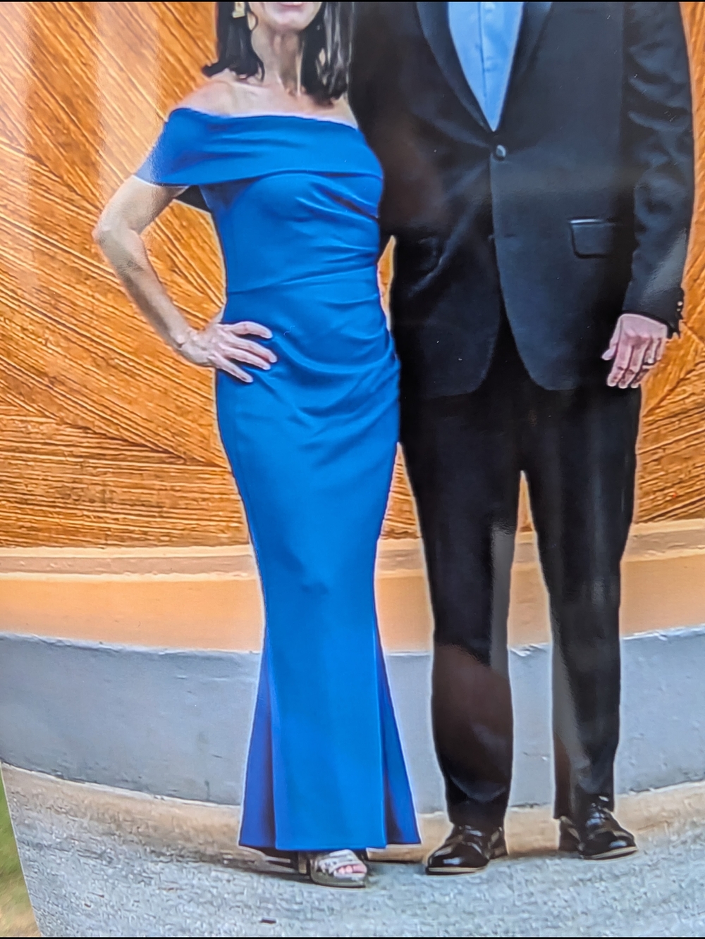 Off-Shoulder Royal Blue Evening Gown (Petite)